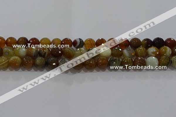 CAG9214 15.5 inches 10mm faceted round line agate gemstone beads