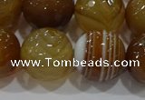 CAG9216 15.5 inches 14mm faceted round line agate gemstone beads