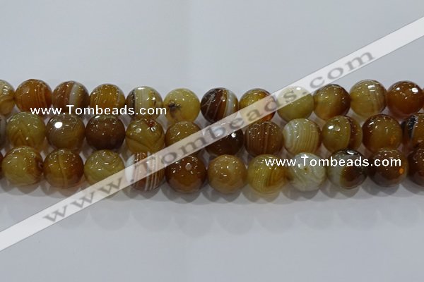 CAG9216 15.5 inches 14mm faceted round line agate gemstone beads