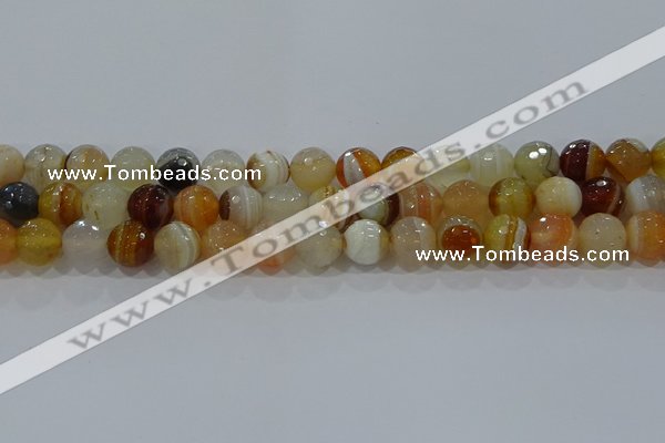 CAG9223 15.5 inches 10mm faceted round line agate beads wholesale