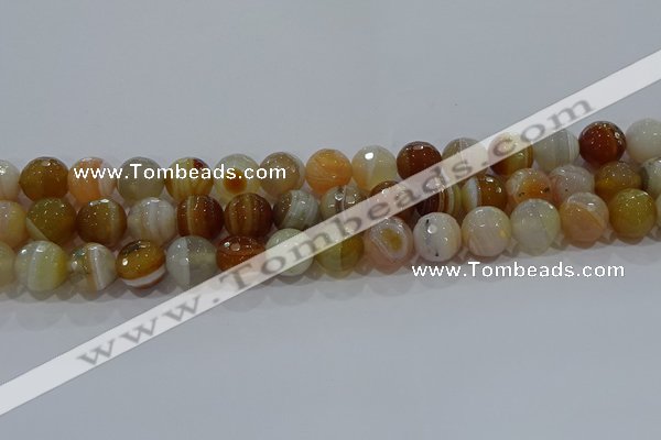 CAG9224 15.5 inches 12mm faceted round line agate beads wholesale