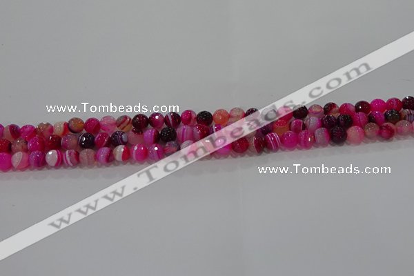 CAG9239 15.5 inches 4mm faceted round line agate beads wholesale