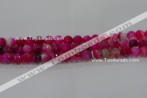 CAG9242 15.5 inches 10mm faceted round line agate beads wholesale