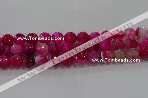 CAG9244 15.5 inches 14mm faceted round line agate beads wholesale