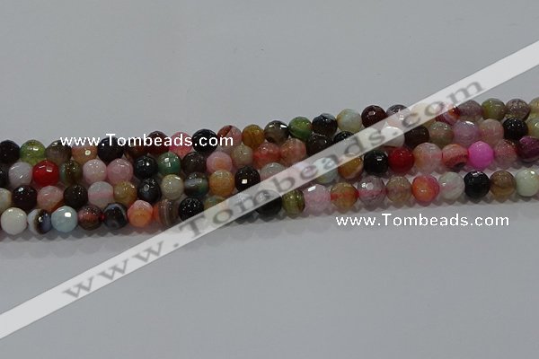 CAG9250 15.5 inches 8mm faceted round line agate beads wholesale