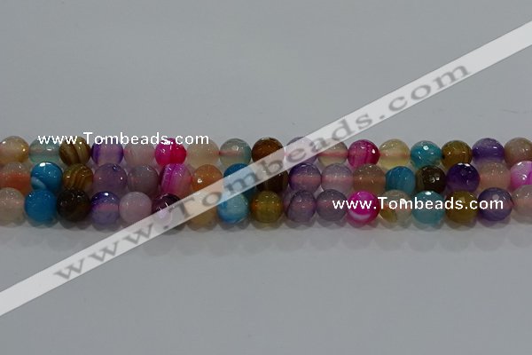 CAG9258 15.5 inches 10mm faceted round line agate beads wholesale