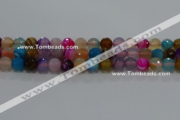 CAG9259 15.5 inches 12mm faceted round line agate beads wholesale