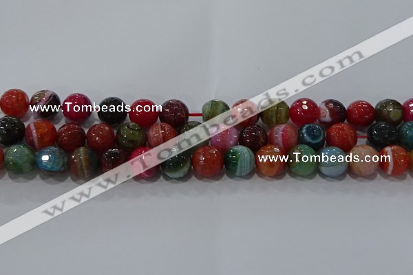 CAG9266 15.5 inches 12mm faceted round line agate beads wholesale