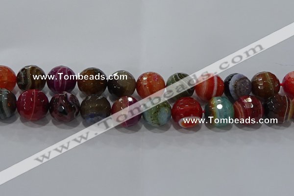 CAG9269 15.5 inches 18mm faceted round line agate beads wholesale