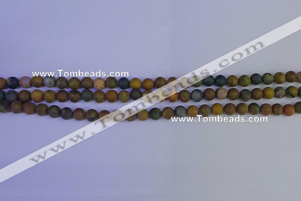 CAG9280 15.5 inches 4mm round matte ocean jasper beads wholesale