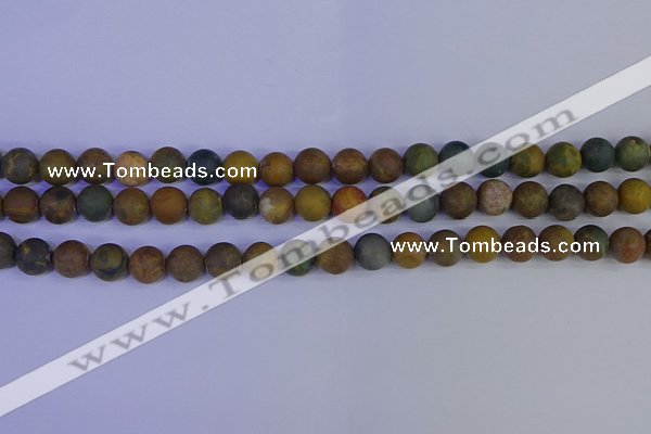 CAG9282 15.5 inches 8mm round matte ocean jasper beads wholesale