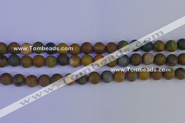 CAG9284 15.5 inches 12mm round matte ocean jasper beads wholesale