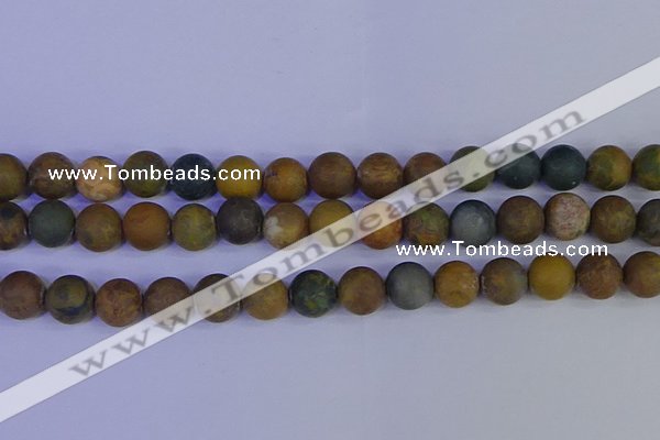 CAG9285 15.5 inches 14mm round matte ocean jasper beads wholesale