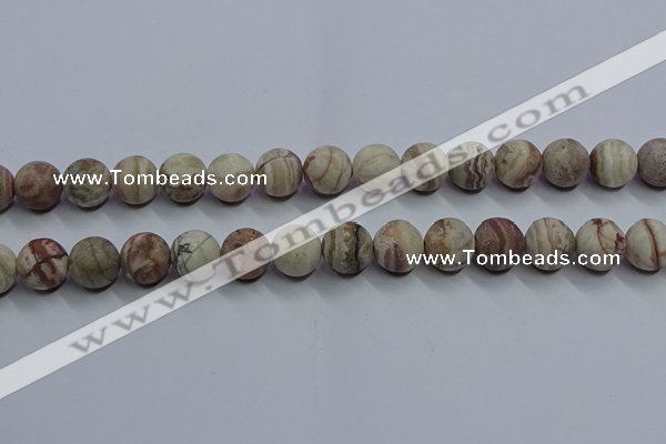 CAG9294 15.5 inches 12mm round matte Mexican crazy lace agate beads