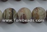 CAG9295 15.5 inches 14mm round matte Mexican crazy lace agate beads