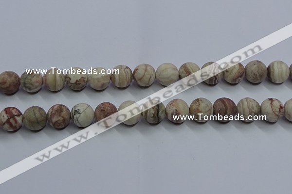 CAG9295 15.5 inches 14mm round matte Mexican crazy lace agate beads