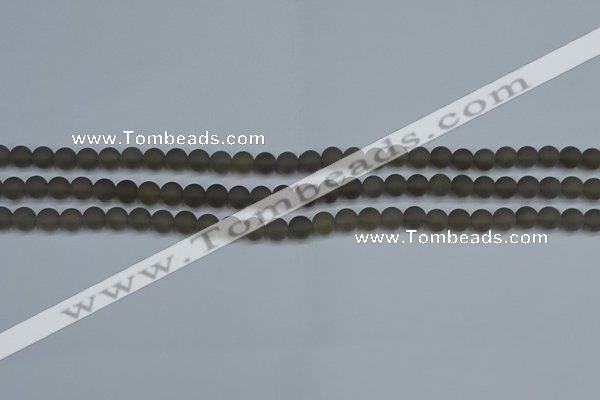 CAG9310 15.5 inches 4mm round matte grey agate beads wholesale