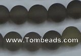 CAG9314 15.5 inches 12mm round matte grey agate beads wholesale