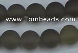 CAG9315 15.5 inches 14mm round matte grey agate beads wholesale