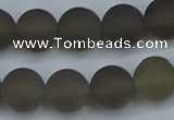 CAG9315 15.5 inches 14mm round matte grey agate beads wholesale