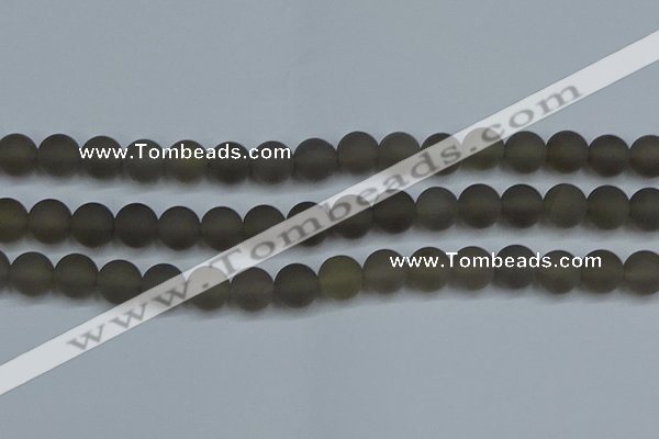 CAG9315 15.5 inches 14mm round matte grey agate beads wholesale