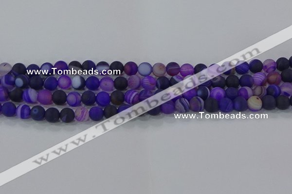 CAG9320 15.5 inches 6mm round matte line agate beads wholesale