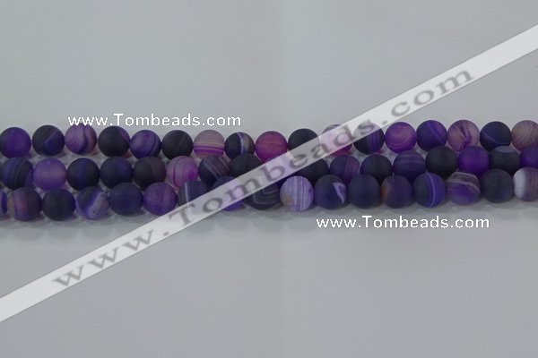 CAG9321 15.5 inches 8mm round matte line agate beads wholesale