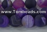 CAG9322 15.5 inches 10mm round matte line agate beads wholesale