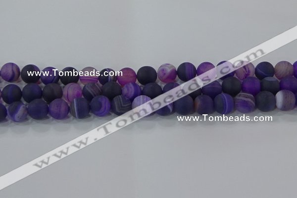 CAG9322 15.5 inches 10mm round matte line agate beads wholesale