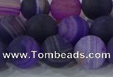 CAG9323 15.5 inches 12mm round matte line agate beads wholesale