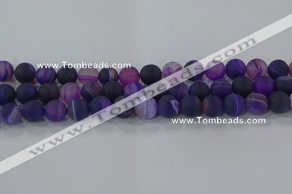 CAG9323 15.5 inches 12mm round matte line agate beads wholesale