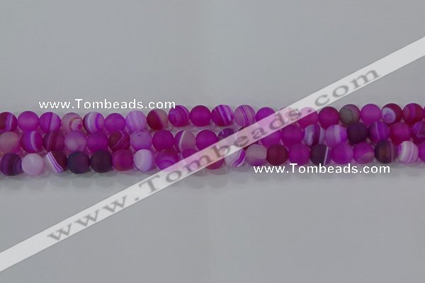 CAG9326 15.5 inches 6mm round matte line agate beads wholesale