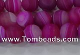 CAG9327 15.5 inches 8mm round matte line agate beads wholesale