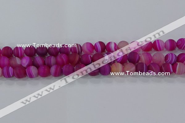 CAG9328 15.5 inches 10mm round matte line agate beads wholesale