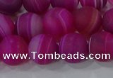 CAG9329 15.5 inches 12mm round matte line agate beads wholesale