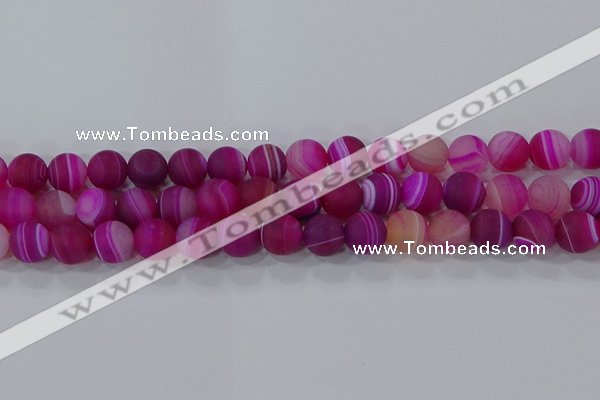 CAG9329 15.5 inches 12mm round matte line agate beads wholesale