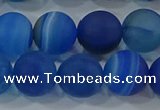 CAG9334 15.5 inches 12mm round matte line agate beads wholesale