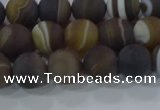 CAG9338 15.5 inches 8mm round matte line agate beads wholesale