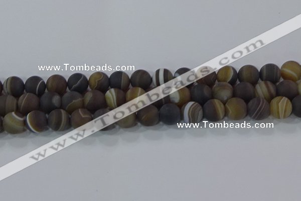 CAG9340 15.5 inches 12mm round matte line agate beads wholesale