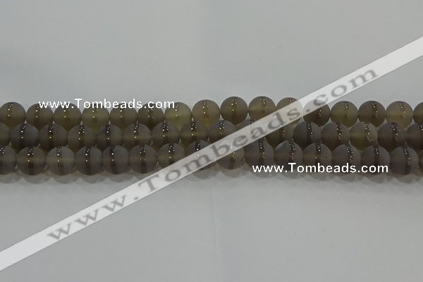 CAG9345 15.5 inches 10mm round matte grey agate beads wholesale