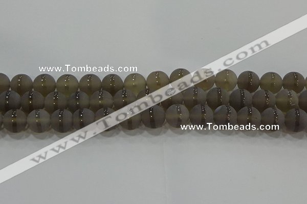 CAG9346 15.5 inches 12mm round matte grey agate beads wholesale