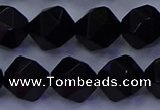 CAG9355 15.5 inches 14mm faceted nuggets black agate beads