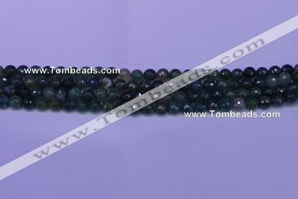 CAG9361 15.5 inches 6mm faceted round moss agate beads wholesale