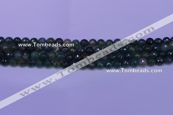 CAG9362 15.5 inches 8mm faceted round moss agate beads wholesale