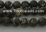 CAG9381 15.5 inches 6mm round matte turritella agate beads
