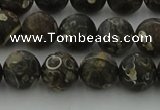 CAG9383 15.5 inches 10mm round matte turritella agate beads