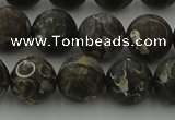 CAG9384 15.5 inches 12mm round matte turritella agate beads