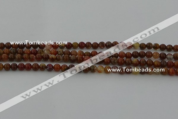 CAG9390 15.5 inches 4mm round red moss agate beads wholesale