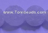 CAG9430 7.5 inches 14mm coin white plated druzy agate beads