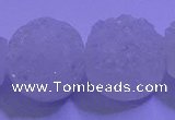 CAG9432 7.5 inches 18mm coin white plated druzy agate beads